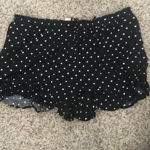 black and white shorts with polkadots